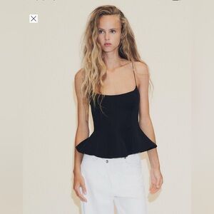 NWT Zara Black Peplum Top